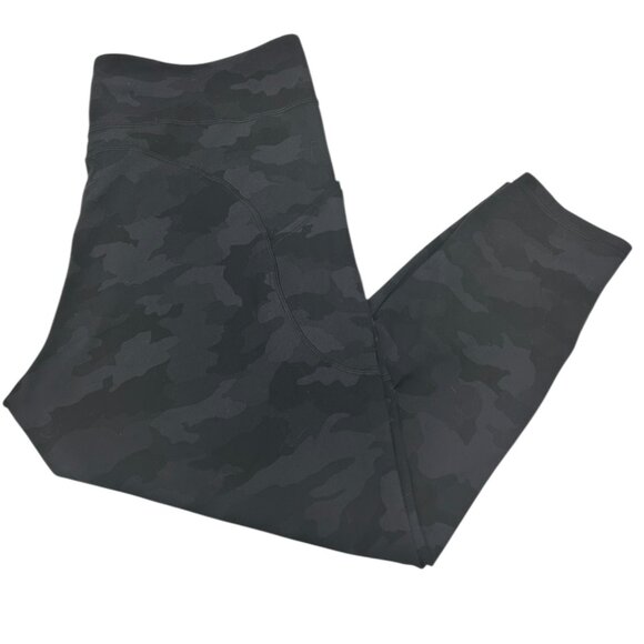 Lululemon Fast & Free High Rise Tight 25” Black Gray Camo Sz 20 Pockets Leggings - Picture 1 of 7